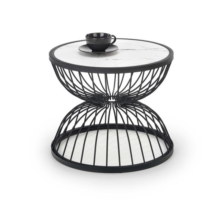 Журнальний столик Halmar KIM Білий мармур / Чорний